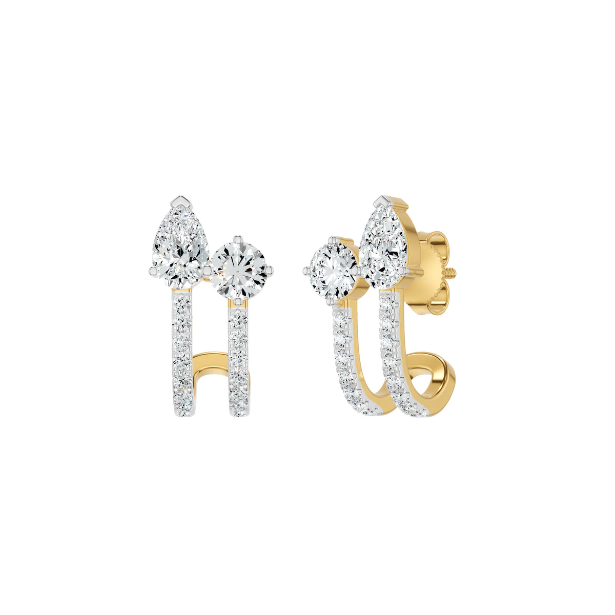 Pearlivia Duo Diamond Earrings 18 KT / Yellow Gold