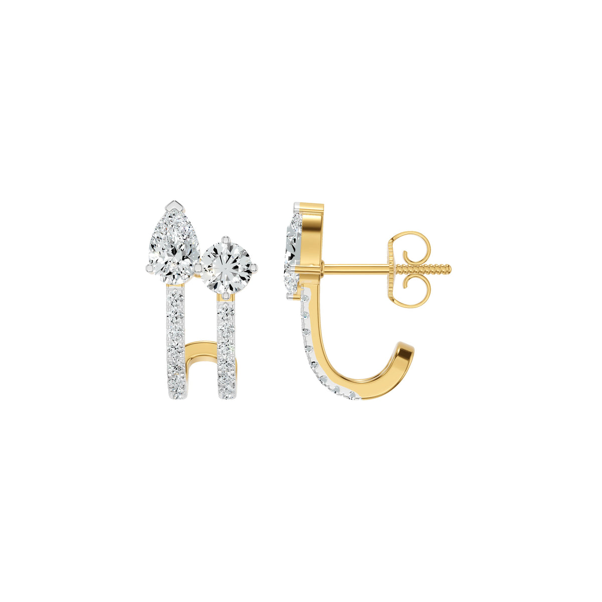 Pearlivia Duo Diamond Earrings 18 KT / Yellow Gold