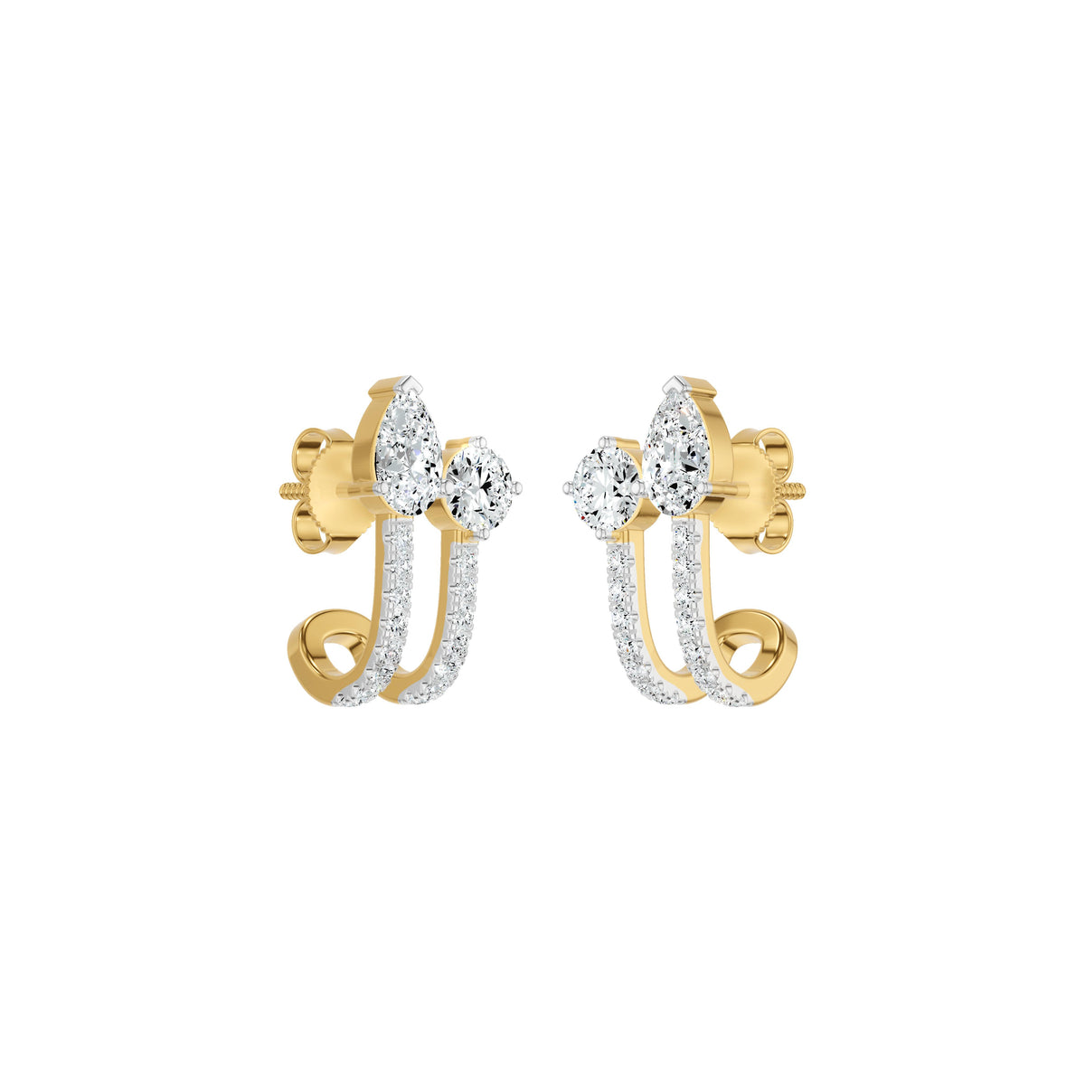 Pearlivia Duo Diamond Earrings 18 KT / Yellow Gold