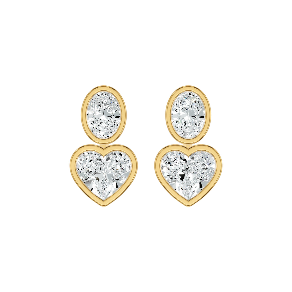 Amorvella Duo Diamond Earrings 18 KT / Yellow Gold