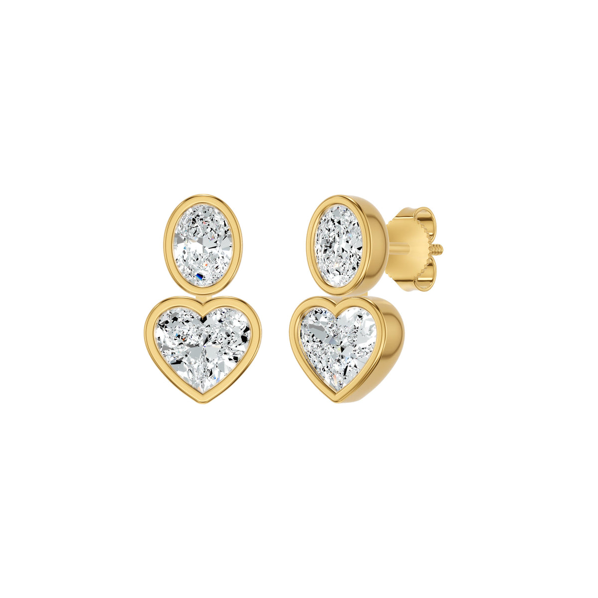 Amorvella Duo Diamond Earrings 18 KT / Yellow Gold