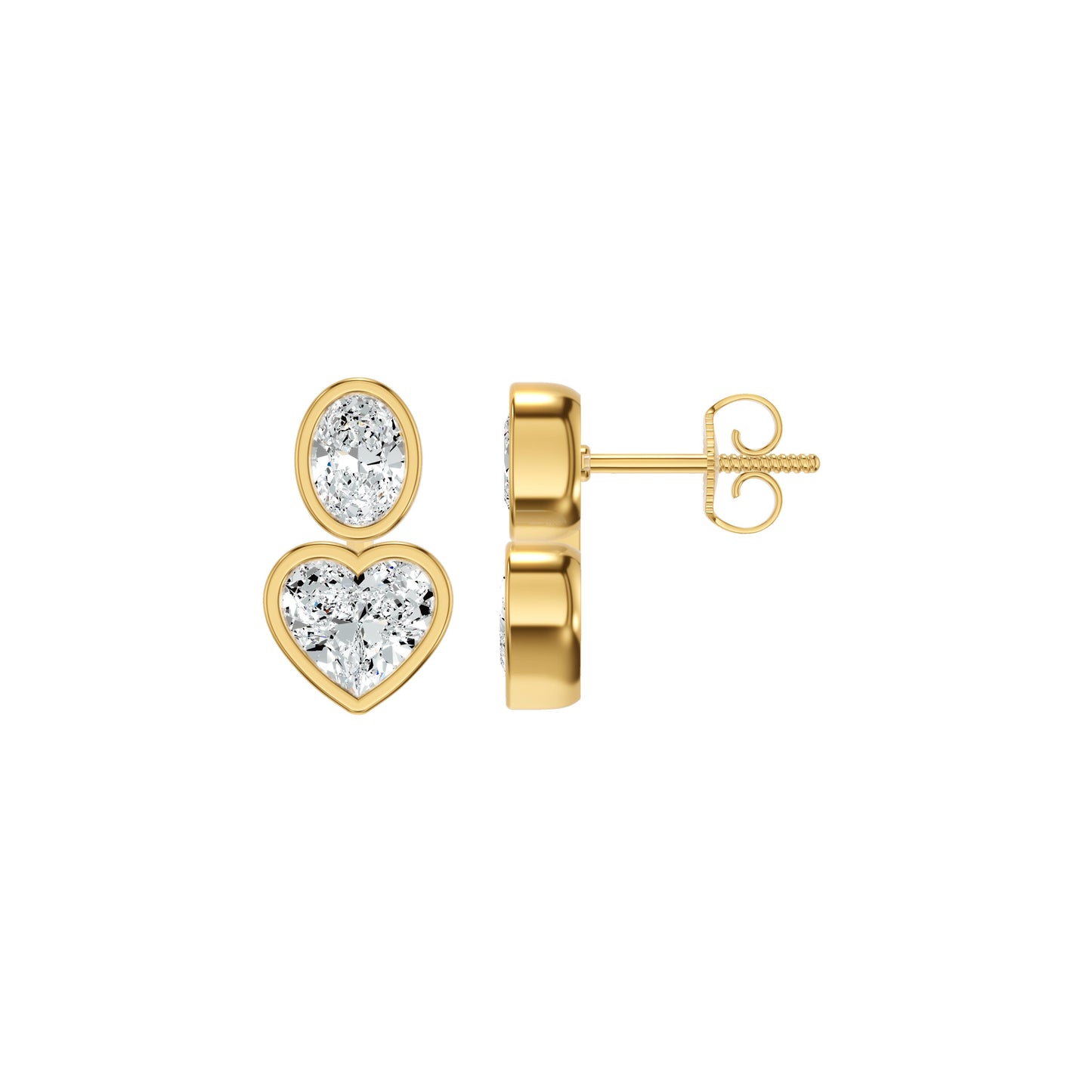 Amorvella Duo Diamond Earrings 18 KT / Yellow Gold