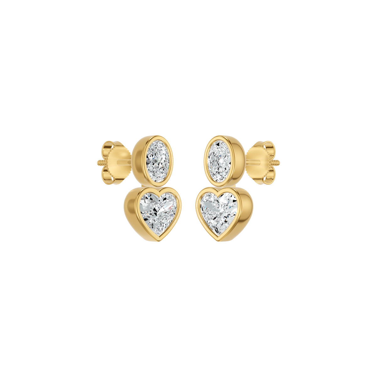 Amorvella Duo Diamond Earrings 18 KT / Yellow Gold