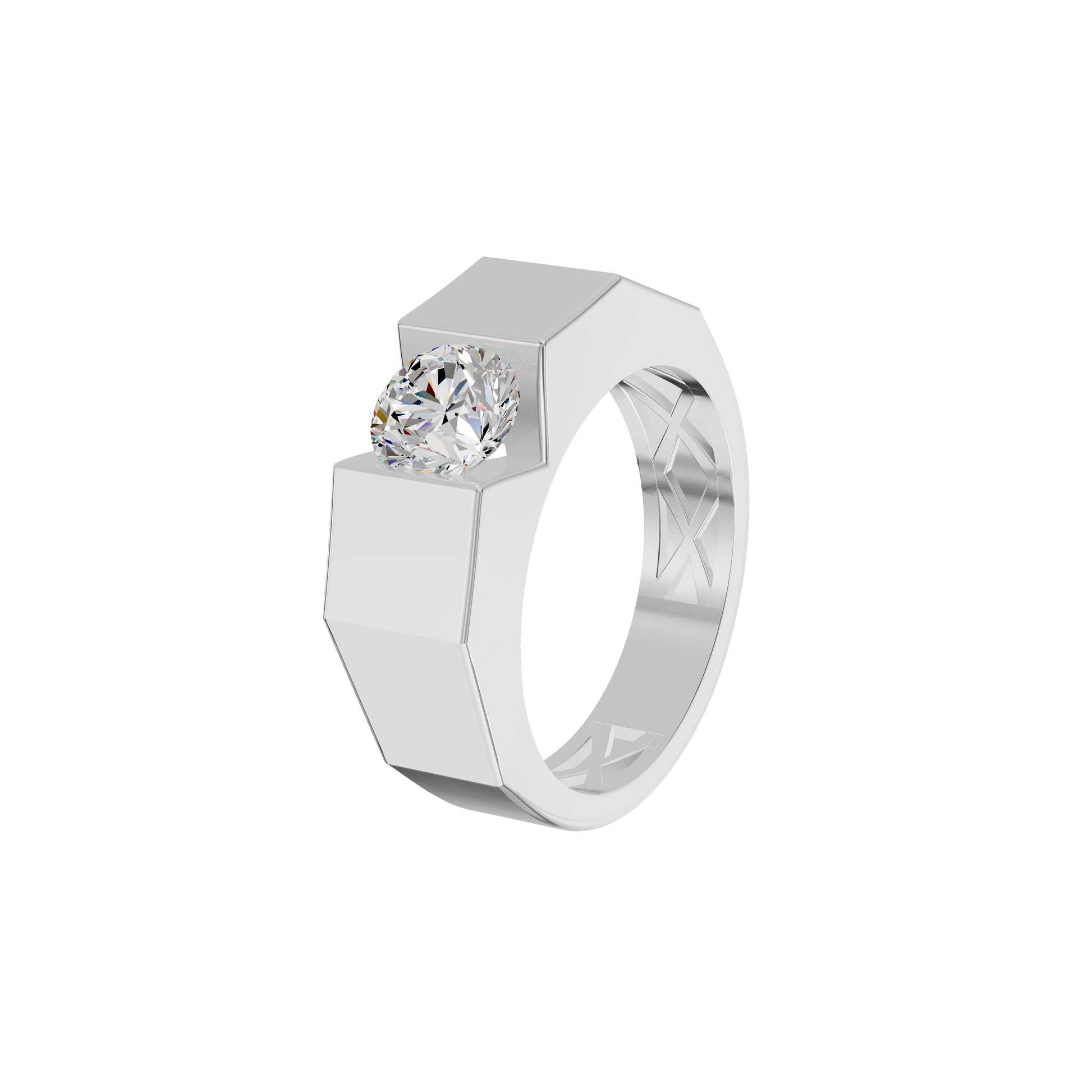 Delightful Charm Diamond Men's Ring 18 KT / White Gold / 24