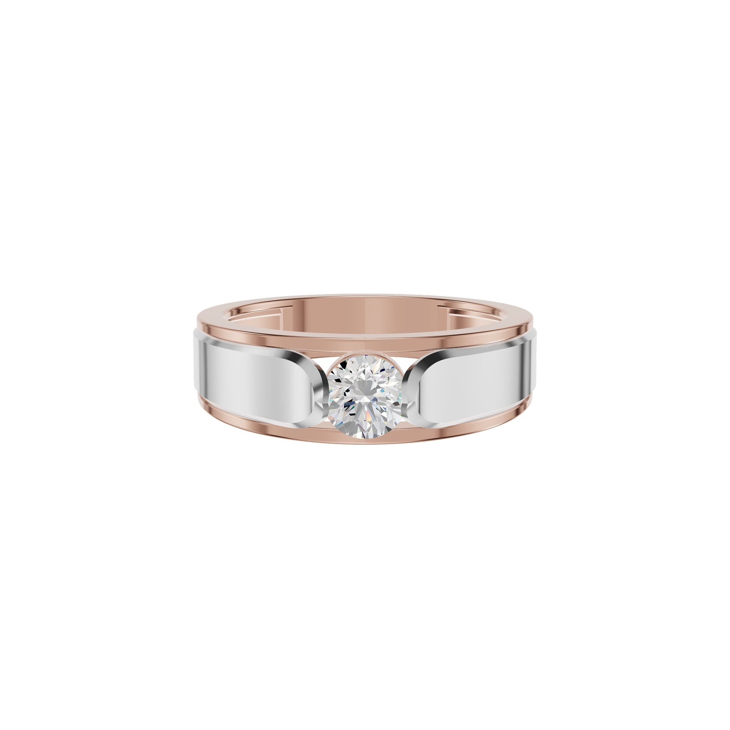 Soulmate Solitiare Diamond Engagement Men's Ring 18 KT / Rose Gold / 24