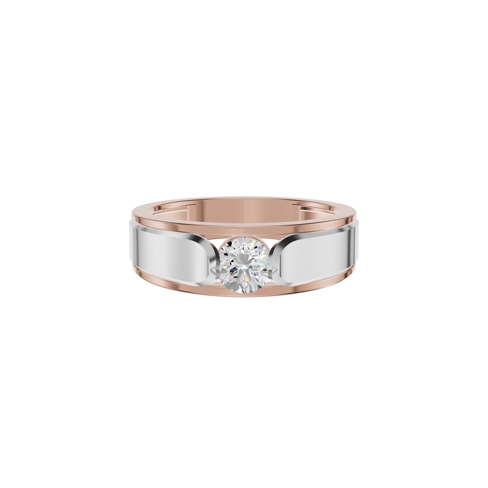 Soulmate Solitiare Diamond Engagement Men's Ring 18 KT / Rose Gold / 24