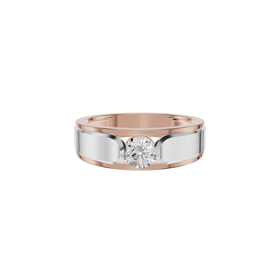 Soulmate Solitiare Diamond Engagement Men's Ring 18 KT / Rose Gold / 24
