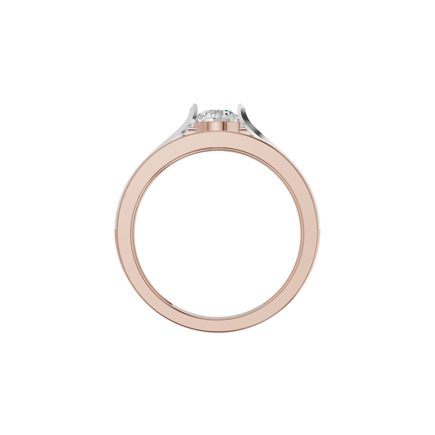 Soulmate Solitiare Diamond Engagement Men's Ring 18 KT / Rose Gold / 24