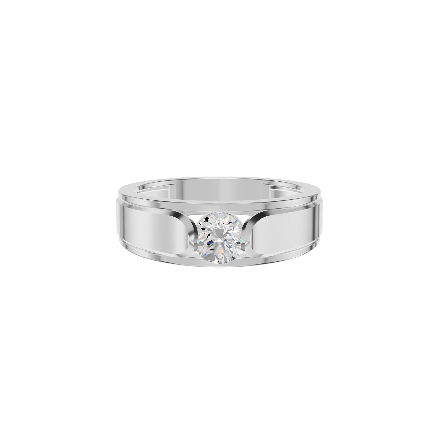 Soulmate Solitiare Diamond Engagement Men's Ring 18 KT / White Gold / 24