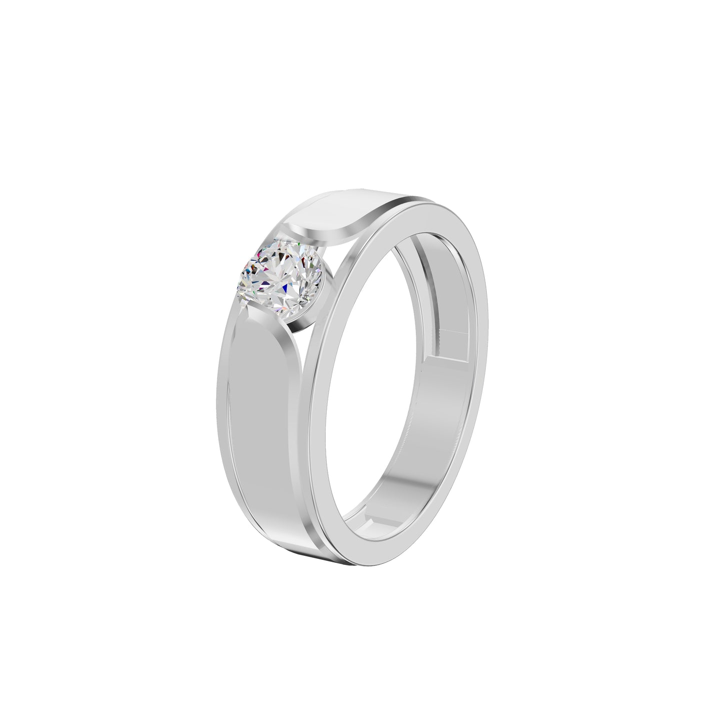 Soulmate Solitiare Diamond Engagement Men's Ring 18 KT / White Gold / 24
