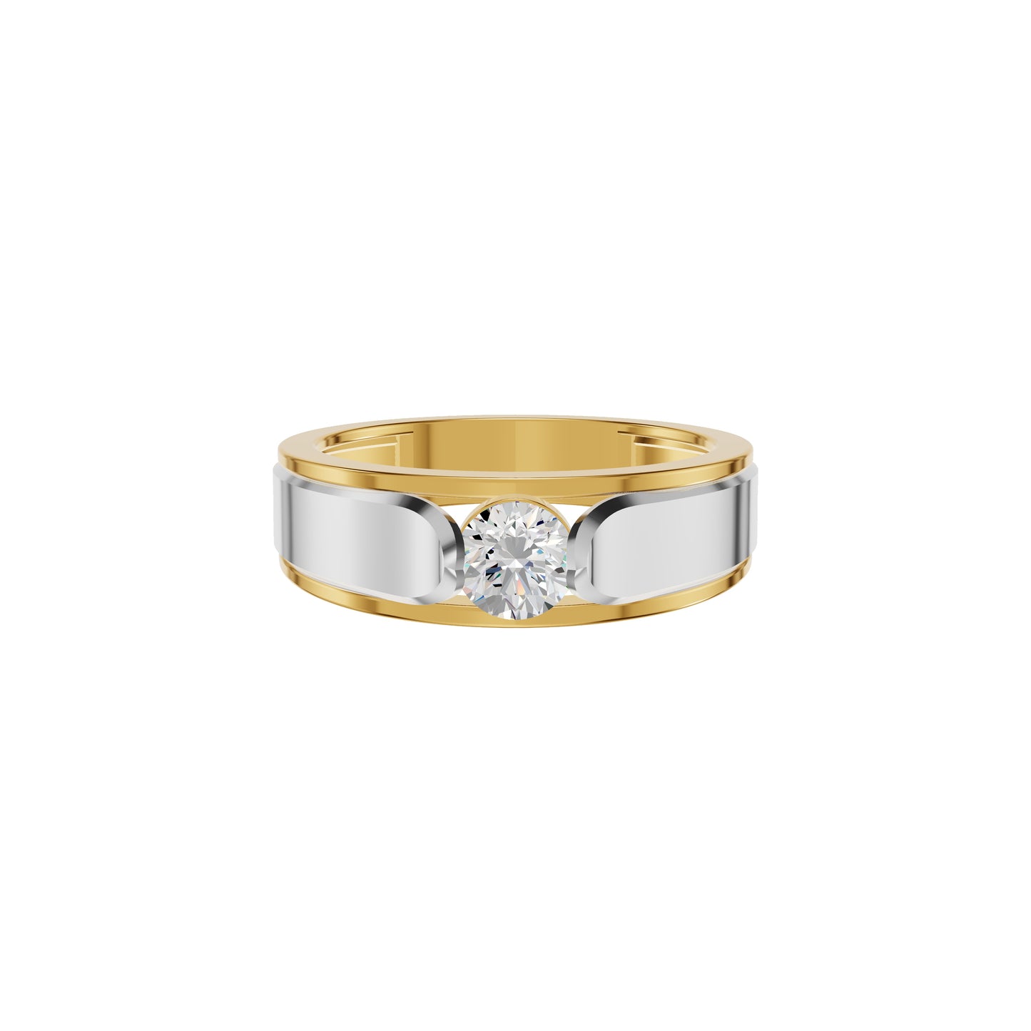 Soulmate Solitiare Diamond Engagement Men's Ring 18 KT / Yellow Gold / 24