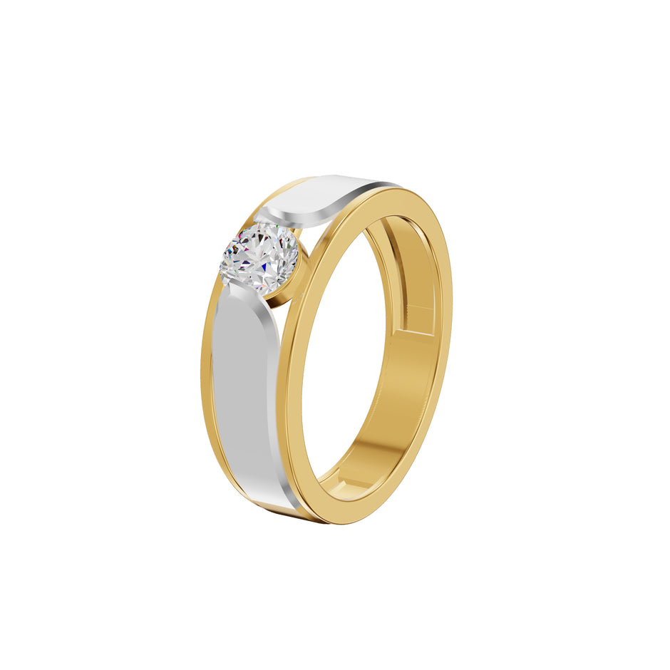 Soulmate Solitiare Diamond Engagement Men's Ring 18 KT / Yellow Gold / 24