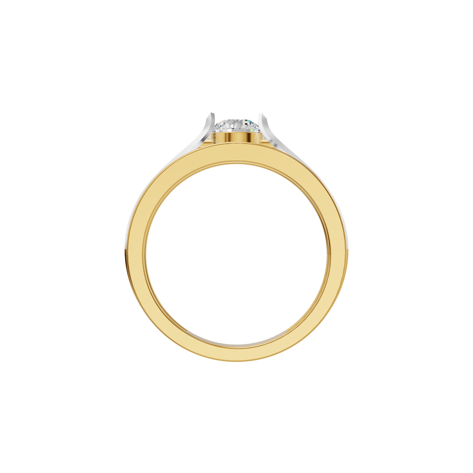 Soulmate Solitiare Diamond Engagement Men's Ring 18 KT / Yellow Gold / 24