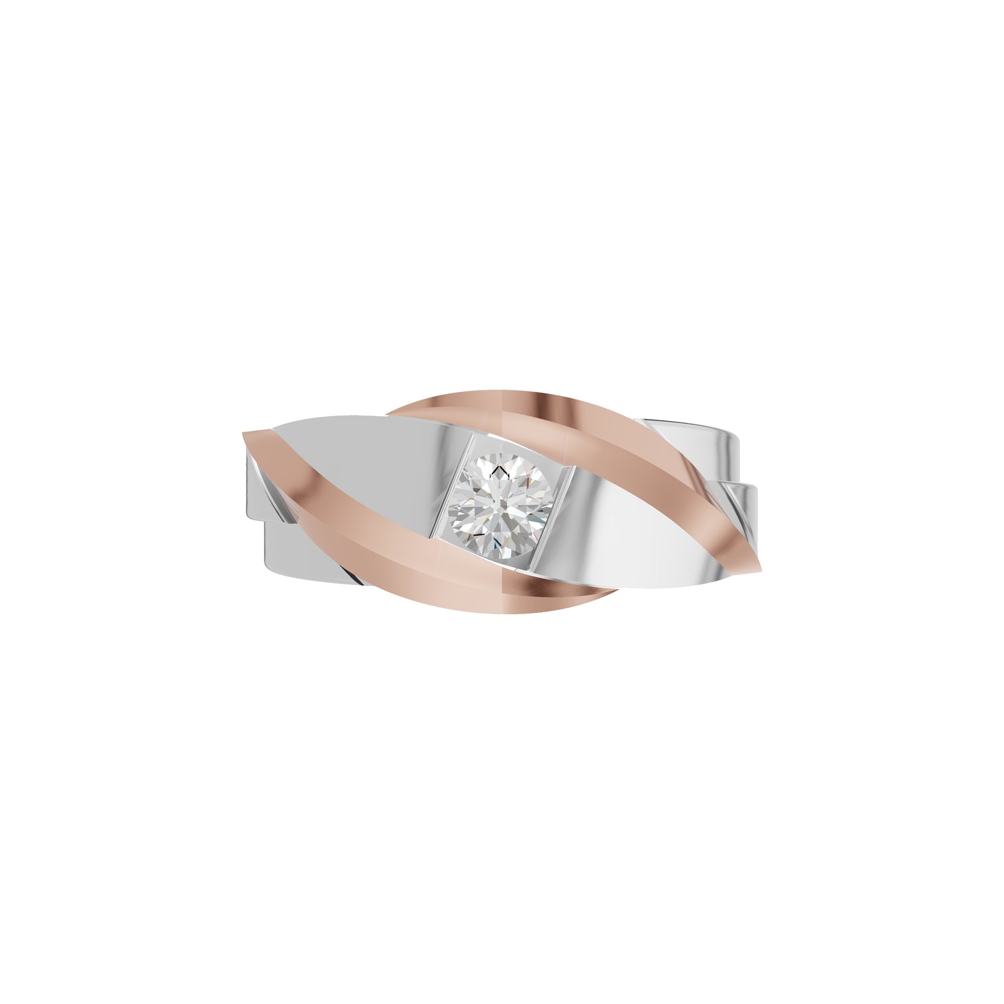 The Strong Sculpt Diamond Couple Band Ring for Him 18 KT / Rose Gold / 24