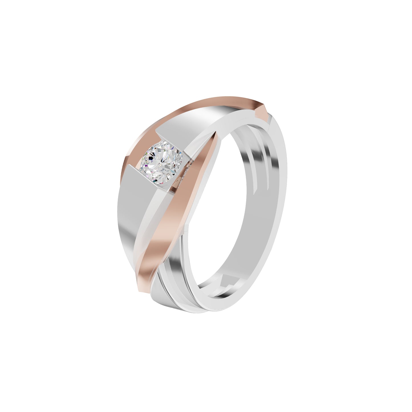 The Strong Sculpt Diamond Couple Band Ring for Him 18 KT / Rose Gold / 24