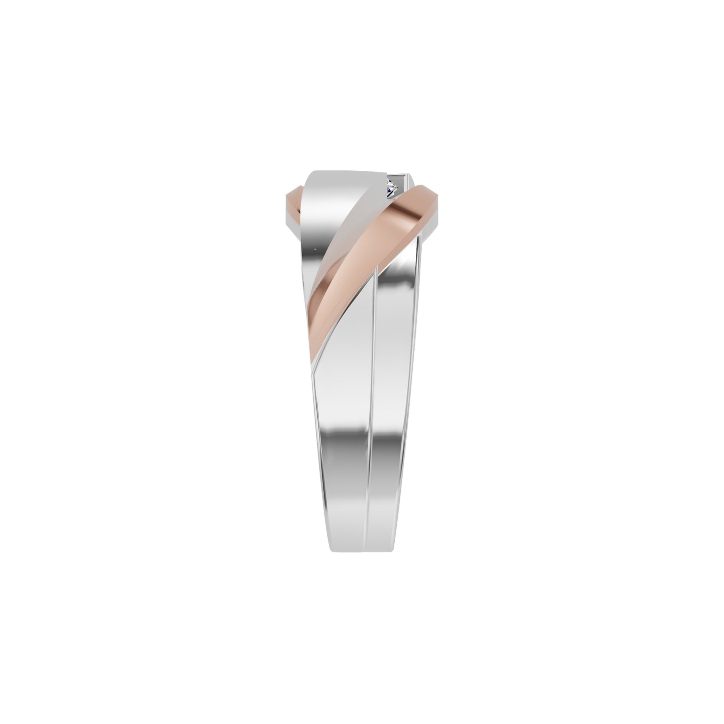 The Strong Sculpt Diamond Couple Band Ring for Him 18 KT / Rose Gold / 24