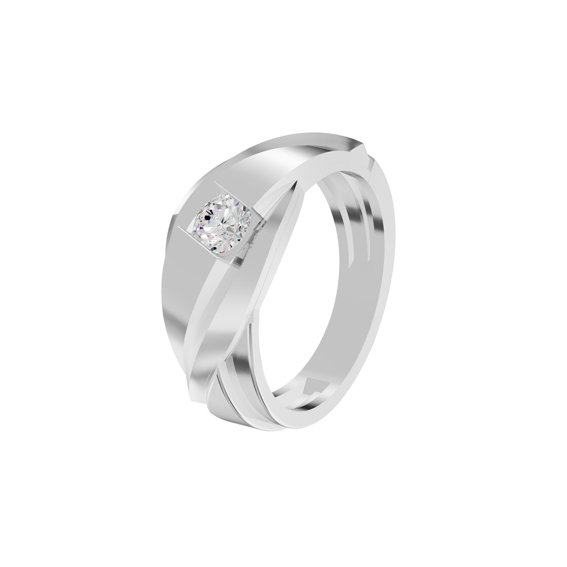 The Strong Sculpt Diamond Couple Band Ring for Him 18 KT / White Gold / 24