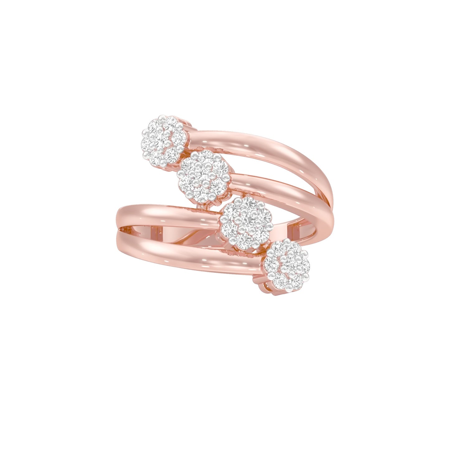 Twisted Cluster Diamond Ring 18 KT / Rose Gold / 22