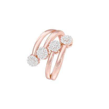 Twisted Cluster Diamond Ring 18 KT / Rose Gold / 22