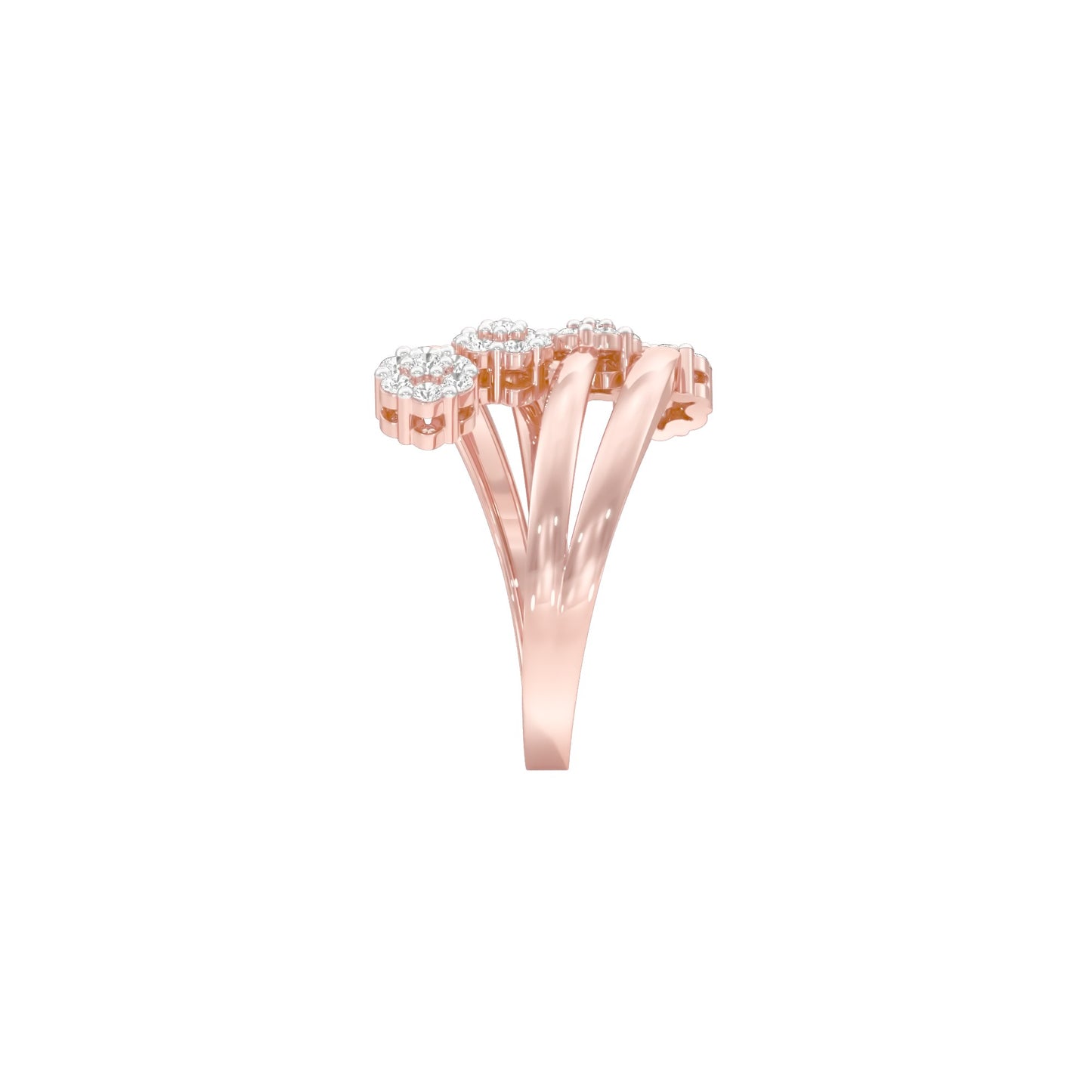 Twisted Cluster Diamond Ring 18 KT / Rose Gold / 22