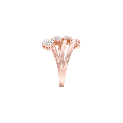 Twisted Cluster Diamond Ring 18 KT / Rose Gold / 22