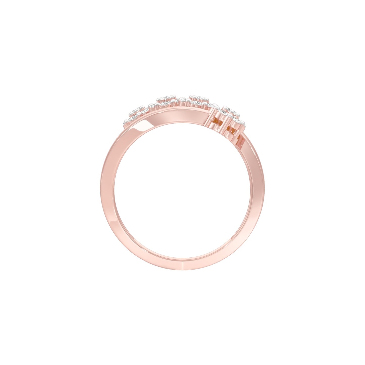 Twisted Cluster Diamond Ring 18 KT / Rose Gold / 22