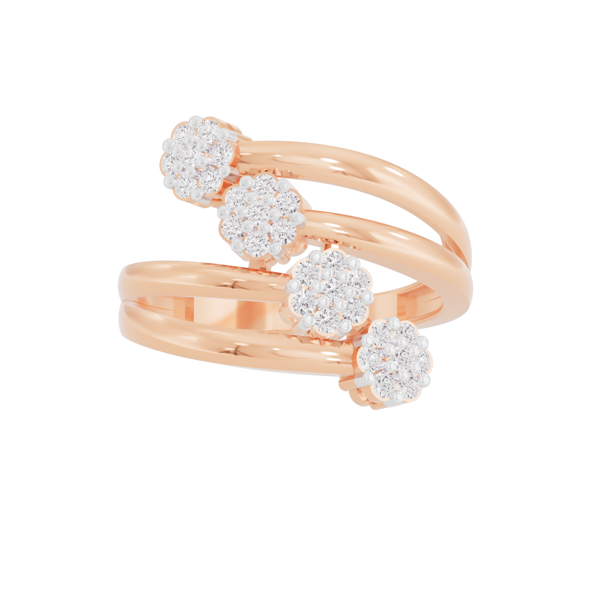 Twisted Cluster Diamond Ring