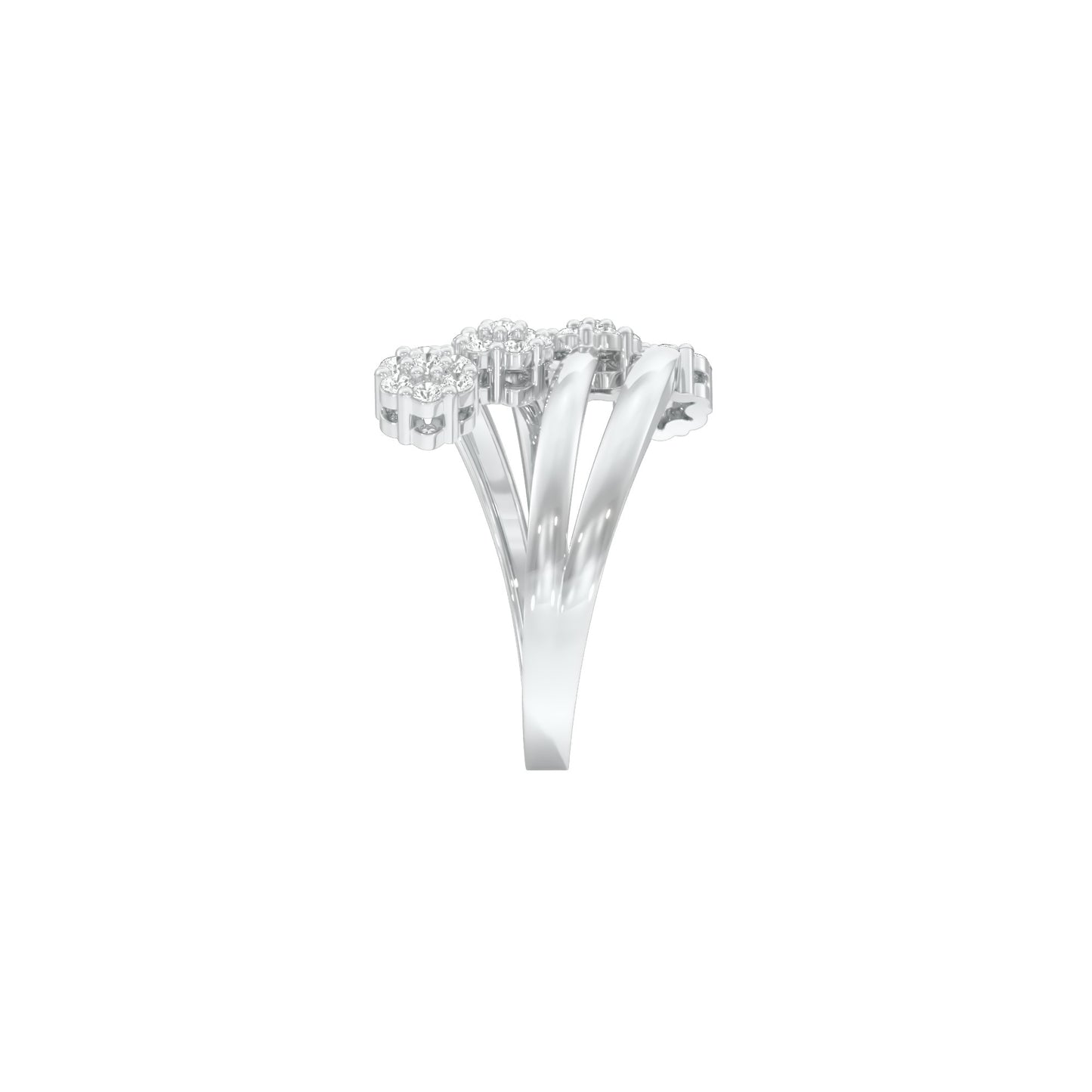 Twisted Cluster Diamond Ring 18 KT / White Gold / 22