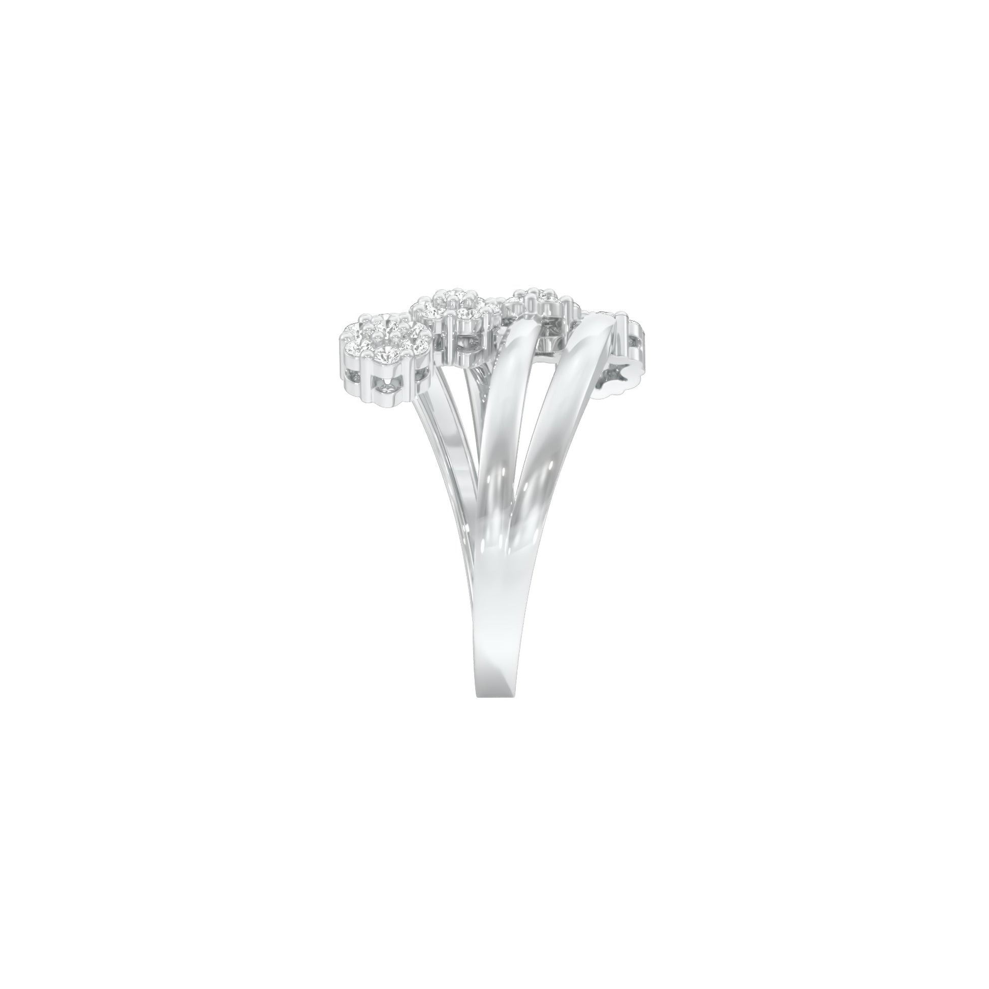Twisted Cluster Diamond Ring 18 KT / White Gold / 22