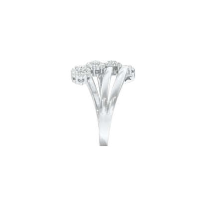 Twisted Cluster Diamond Ring 18 KT / White Gold / 22