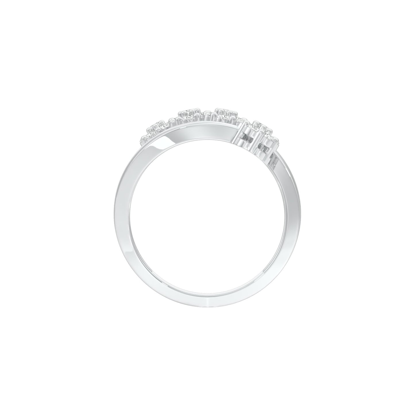 Twisted Cluster Diamond Ring 18 KT / White Gold / 22