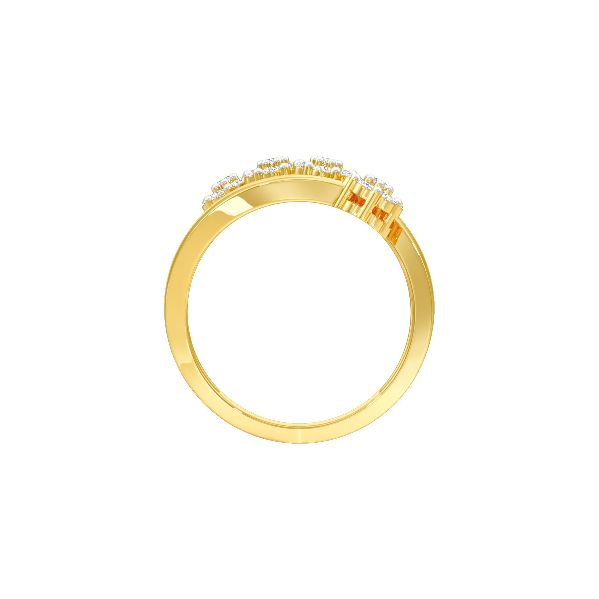 Twisted Cluster Diamond Ring 18 KT / Yellow Gold / 22