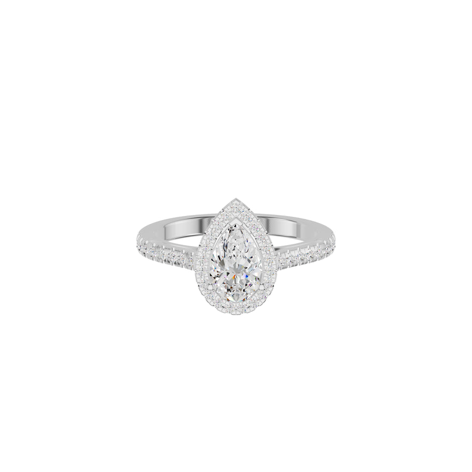 Teardrop Grace Engagement Pear Diamond Ring 18 KT / White Gold / 18