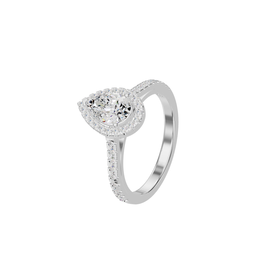 Teardrop Grace Engagement Pear Diamond Ring 18 KT / White Gold / 18