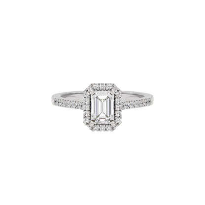 Luminere Engagement Emerald Diamond Ring 18 KT / White Gold / 22