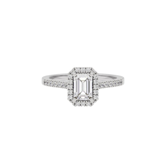 Luminere Engagement Emerald Diamond Ring 18 KT / White Gold / 22