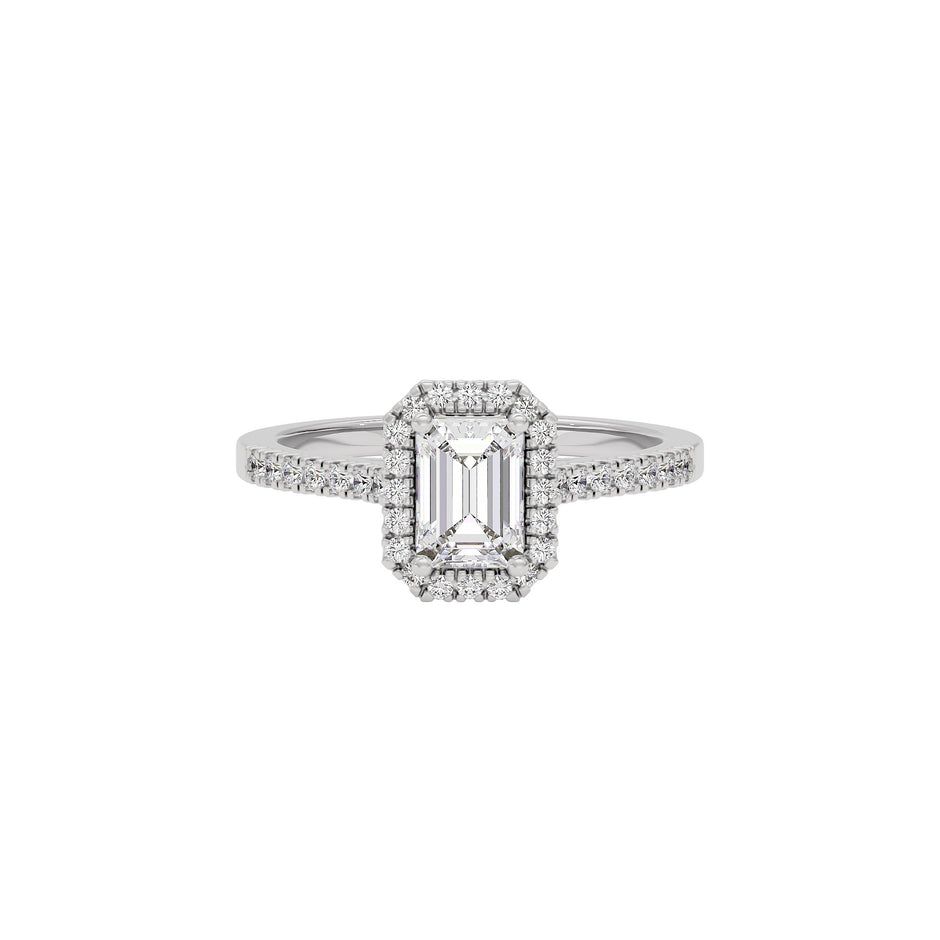 Luminere Engagement Emerald Diamond Ring 18 KT / White Gold / 22