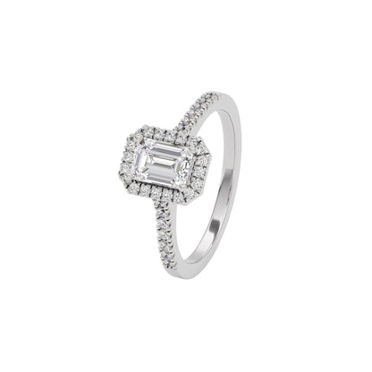 Luminere Engagement Emerald Diamond Ring 18 KT / White Gold / 22