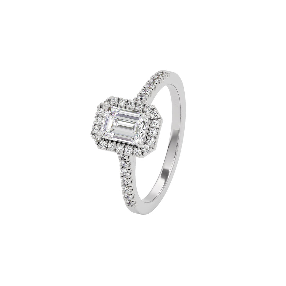Luminere Engagement Emerald Diamond Ring 18 KT / White Gold / 22