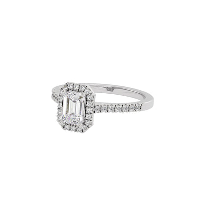 Luminere Engagement Emerald Diamond Ring 18 KT / White Gold / 22