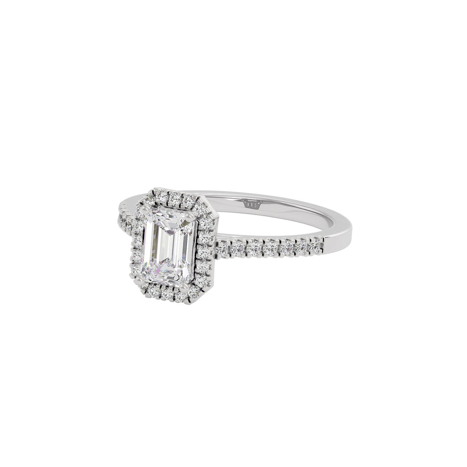 Luminere Engagement Emerald Diamond Ring 18 KT / White Gold / 22