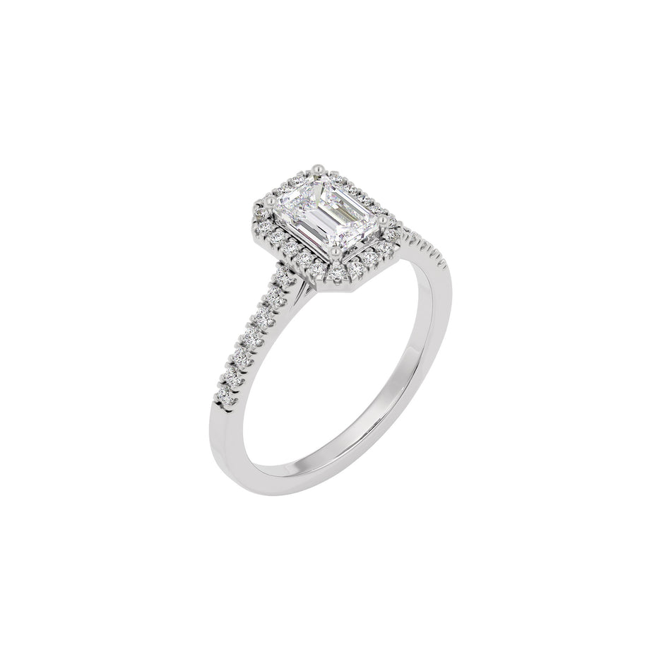 Luminere Engagement Emerald Diamond Ring 18 KT / White Gold / 22