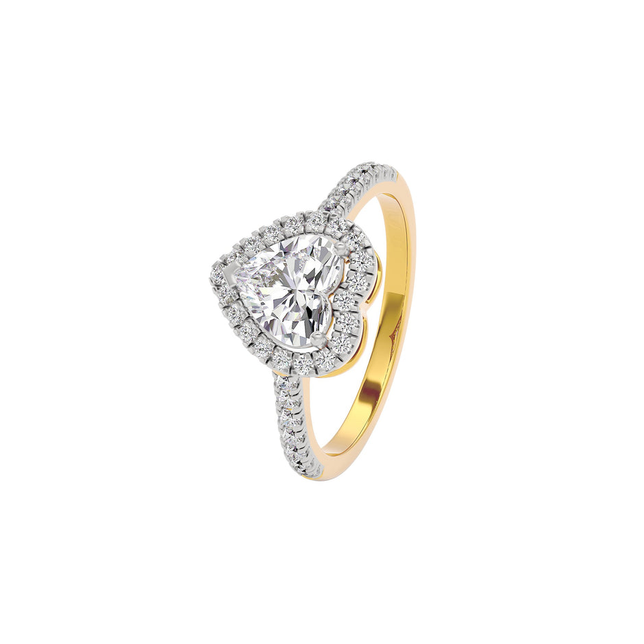 Miracle Engagement Heart Diamond Ring 18 KT / Yellow Gold / 22