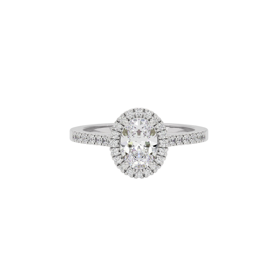 Unity Engagement Oval Diamond Ring 18 KT / White Gold / 22