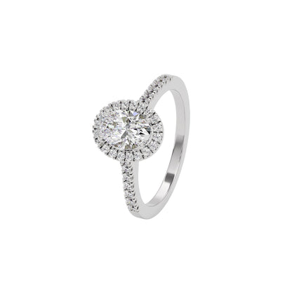 Unity Engagement Oval Diamond Ring 18 KT / White Gold / 22