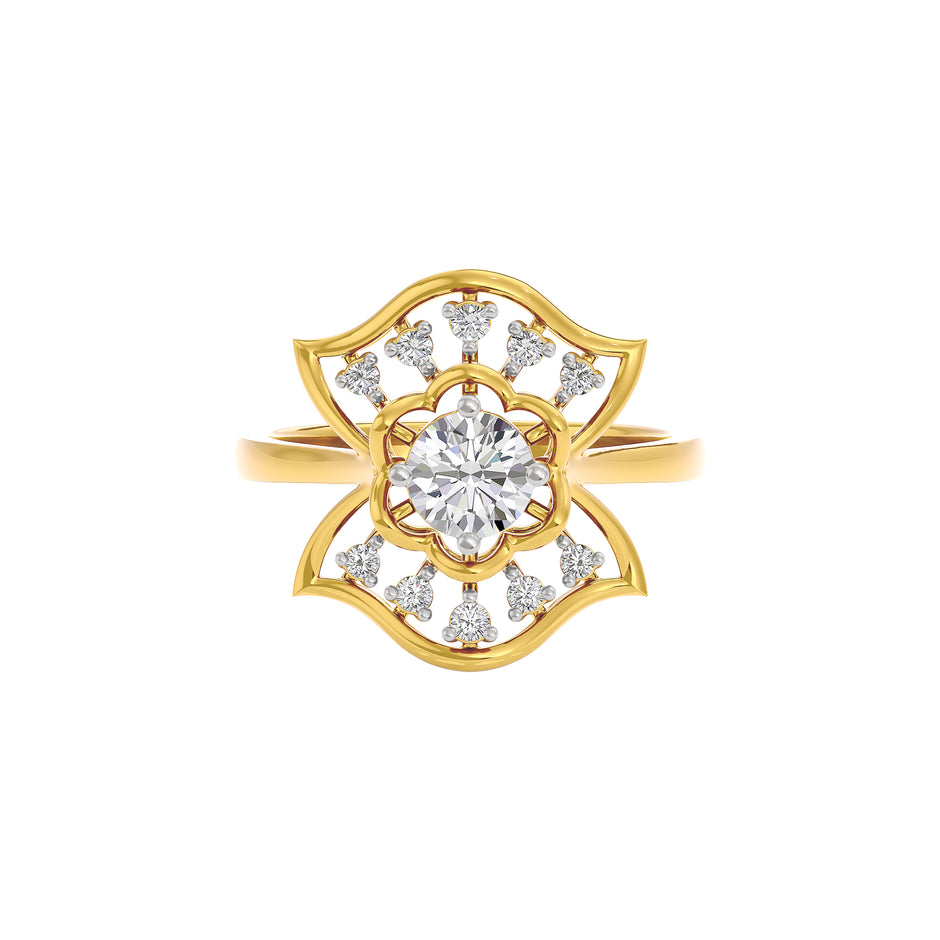 Halo Enigma Diamond Ring 18 KT / Yellow Gold / 22
