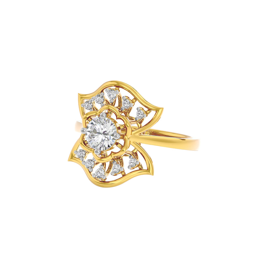 Halo Enigma Diamond Ring 18 KT / Yellow Gold / 22