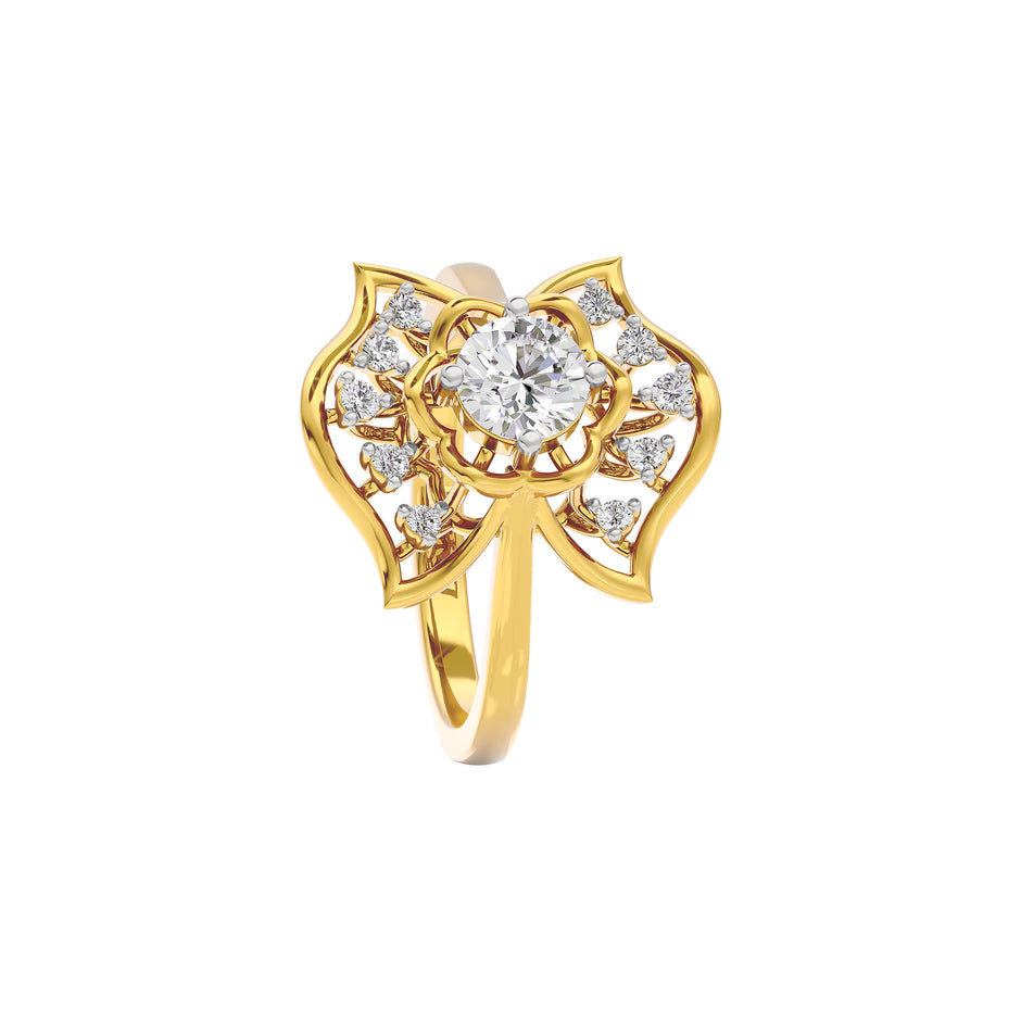 Halo Enigma Diamond Ring 18 KT / Yellow Gold / 22