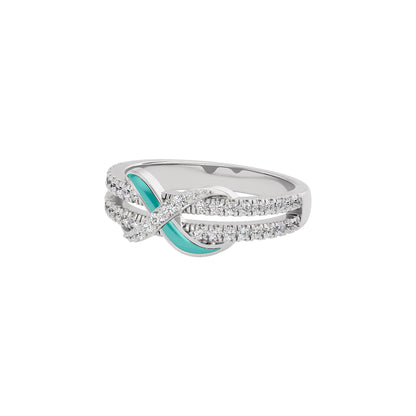 The Green Gleam Fashion Diamonds Ring 18 KT / White Gold / 22