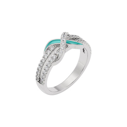 The Green Gleam Fashion Diamonds Ring 18 KT / White Gold / 22